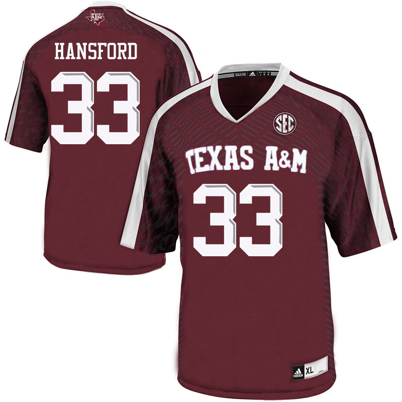 Men #33 Aaron Hansford Texas A&M Aggies College Football Jerseys Sale-Maroon - Click Image to Close